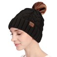 thumbnail image 4 of Rosoz Bonnet Queue de Cheval pour Femmes, Bonnet d'Hiver Chaud Queue de Cheval Doux Extensible Tricoté Chapeau Chignon Haut, 4 of 4