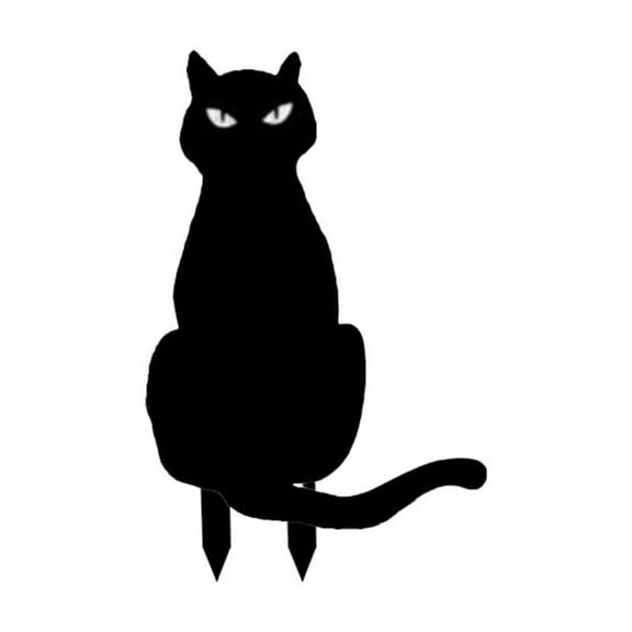 BNNG Black Cat Halloween Decorations Plastic Yard Signs with Stakes,Halloween Decorations Outdoor, Scary Silhouette with Glow in Dark Eyes for Outdoor Yard Lawn Garden Halloween Decor