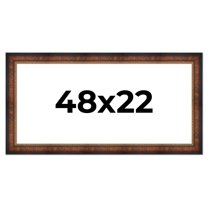 48x22 Frame Brown Walnut Gold Ornate Trim Solid Wood Plein Air Picture Frame | 3 Inch Moulding