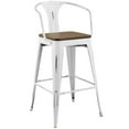 thumbnail image 2 of Modway Promenade 30" Modern Bamboo & Metal Bar Stool in Brown/White, 2 of 5