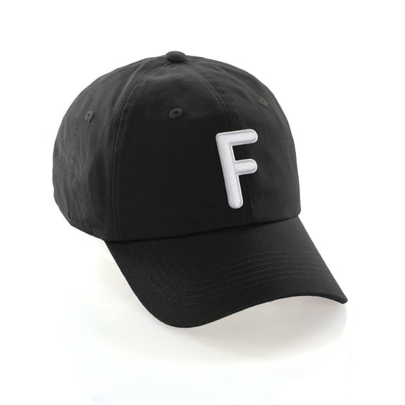 Daxton Classic Baseball Dad Hat Embroidered Initial Letters Cap - Black, Letter F