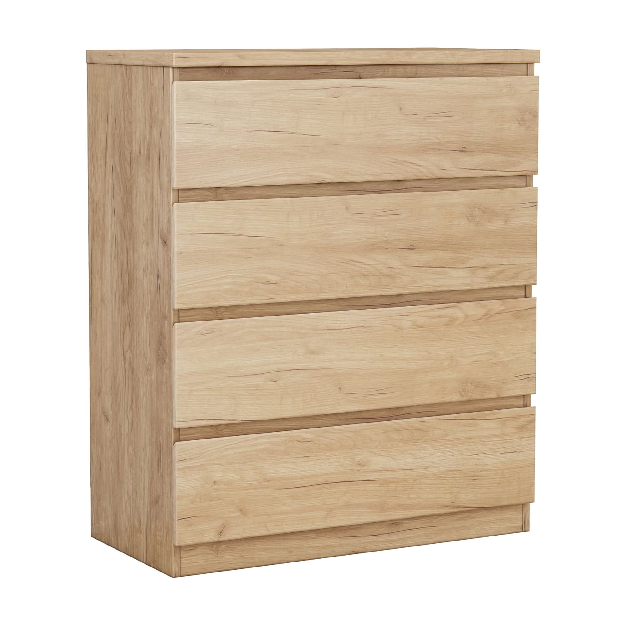 Leumius 4 Drawer Dresser, 31.5In Modern Storage Dresser with Handle-Free Design, Closet Chests Organizer for Bedroom Living Room Natural