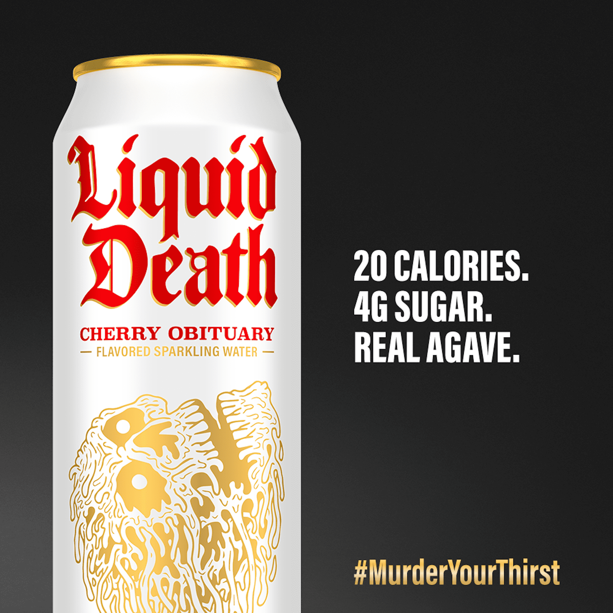 (3 pack) Liquid Death, Cherry Obituary, Cherry-Flavored Sparkling Water, 19.2 oz King Sized Can, Low Calorie & No Artificial Sweeteners