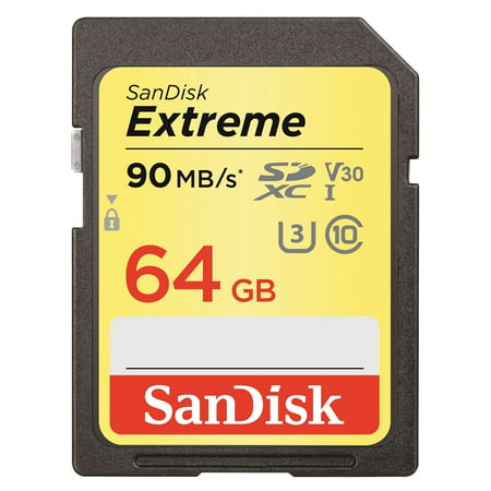 SanDisk 64GB Extreme SDXC UHS-I Memory Card - 90MB/s, C10, U3, V30, 4K UHD, SD Card -