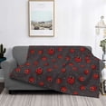 thumbnail image 2 of Yiaed Red Ladybugs On Dark Background Print Blanket Throw Blanket Soft Cozy Flannel Blanket for Home Bed Sofa Couch Chair-80"x60", 2 of 6