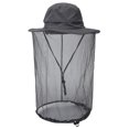 thumbnail image 1 of Sombrero de pescador repelente de mosquitos para exteriores, protector solar, con red anti-UV, color gris oscuro, 1 of 8