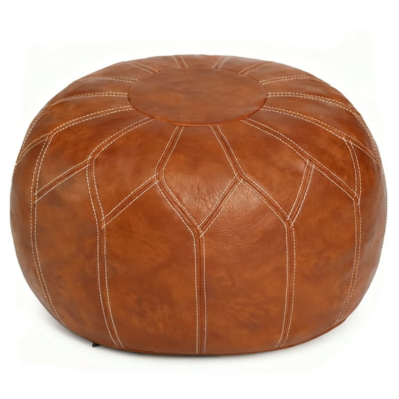 Thgonwid 21*13 inch Vegan Leather Pouf, Brown