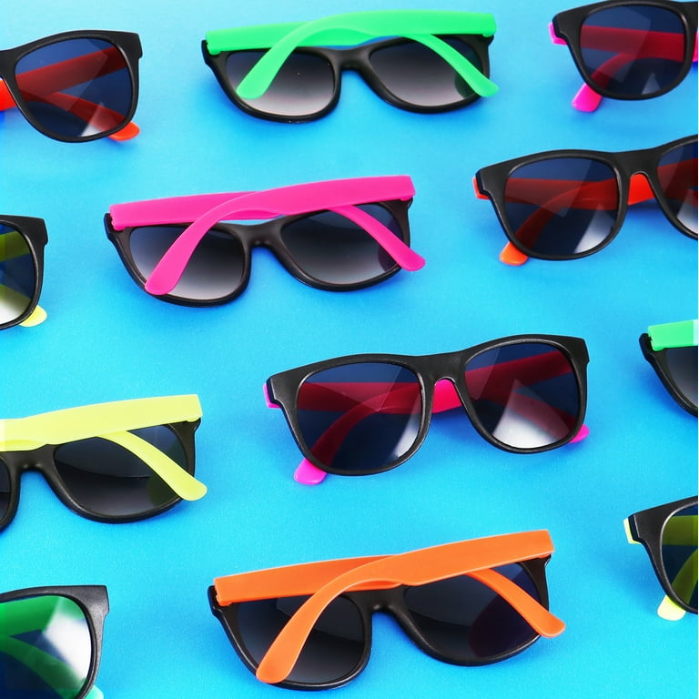 Neon Bulk Sunglasses - 12 Pieces - 5.5 Inches - Ideal for Kids and Adults  Alike - Perfect As Party Favors and Gifts