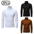 thumbnail image 2 of Lejafay Men's 3 Pcs Mock Neck Shirts Long Sleeve Turtleneck Pullover Tops Black&Coffee&White 3XL, 2 of 6