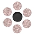 thumbnail image 3 of 6 Pce Leather Coasters 3.9in With Coasters Storage Box Antifouling And Antiscalding For Dining Room Kitchen Office Bedroom Living Room Leopard Skin Print Style Pink_4, 3 of 8