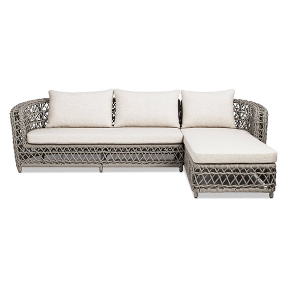 Jennifer Taylor Home Everly 108" Woven Frame Barrel Deep Seating RAF Outdoor Sectional Sofa , Oat Beige Axroma Olefin