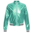 thumbnail image 2 of Ocealan Girl's PU Leather Long Sleeve Zip-Up Bomber Jacket Coat Jazz Hip Hop Street Dance Festival Blue Green 12, 2 of 6
