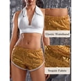 thumbnail image 5 of Womens Low Rise Booty Shorts Retro Sequin Dolphin Shorts Skinny Sparkle Performance Short Pants Hot Rave Party Club Outfits, 5 of 6