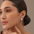 thumbnail image 3 of LeCalla 925 Sterling Silver Hypoallergenic Pearl Omega Back Stud Earrings for Women and Teen 15MM, 3 of 8