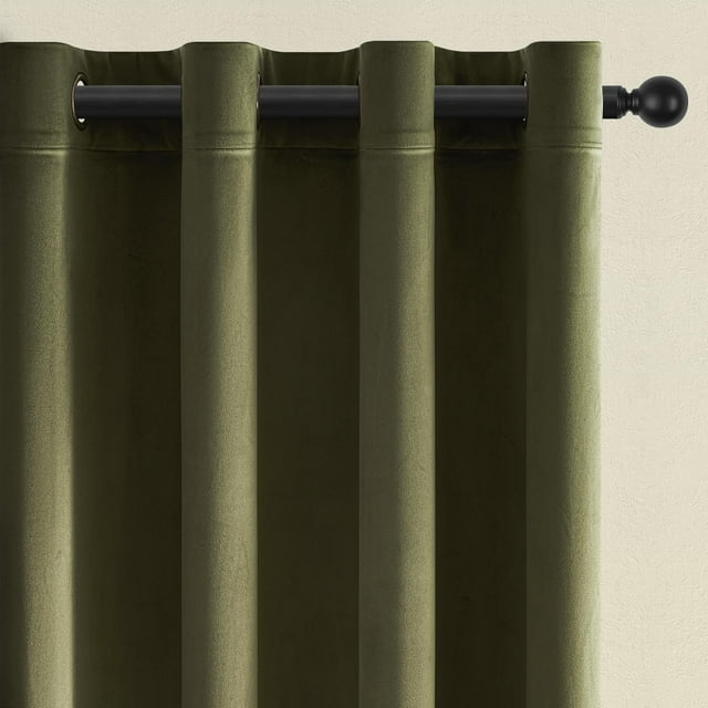 Juego de cortinas Topfinel de terciopelo verde oliva, 260 x 260 cm, 2 paneles