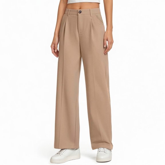 SJLDQY Girls Uniform Pants Pull-On Straight Fit Trousers Elastic Waist Pants with Pockets