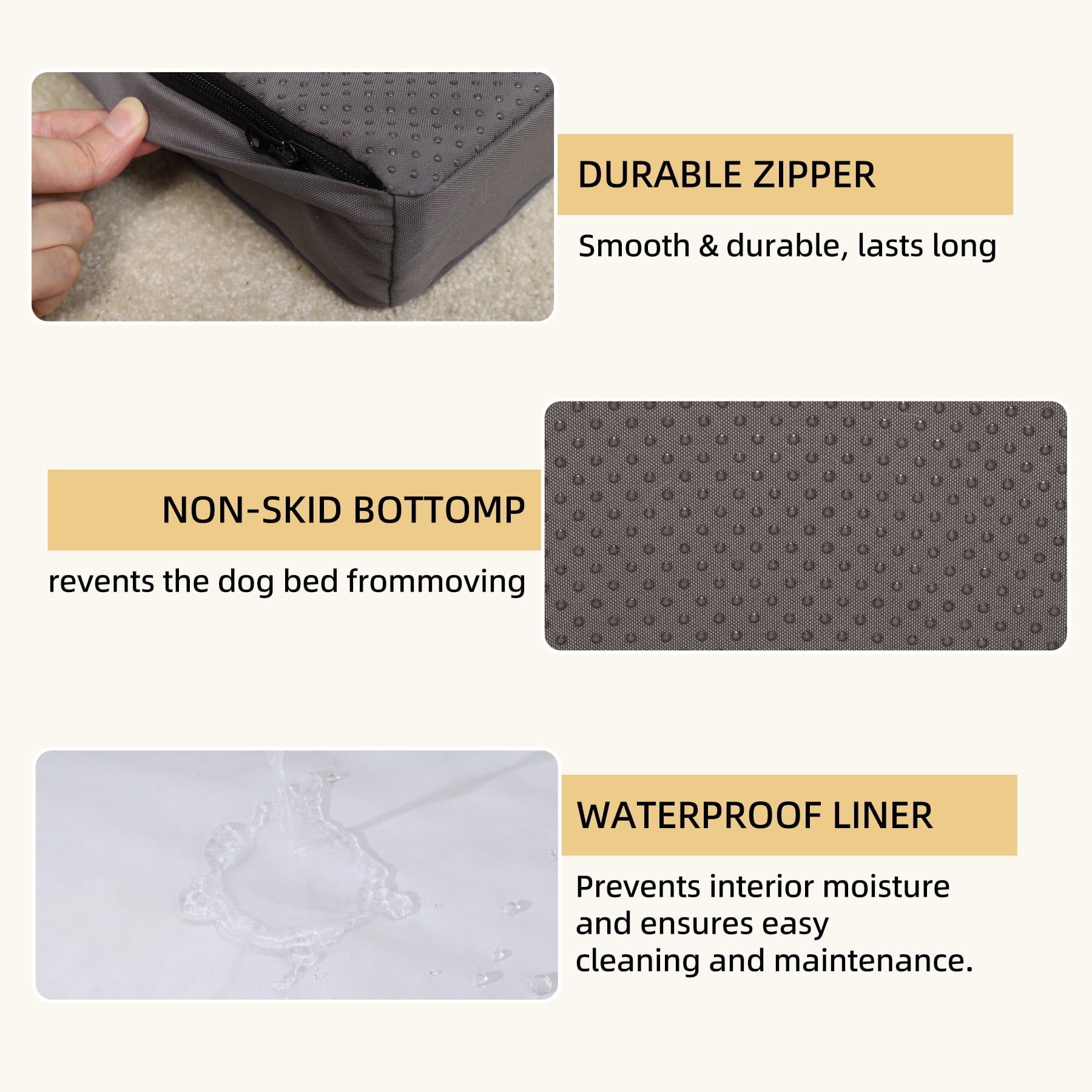Waterproof 35" Dog Bed for Large Dogs with Removable Washable Cover