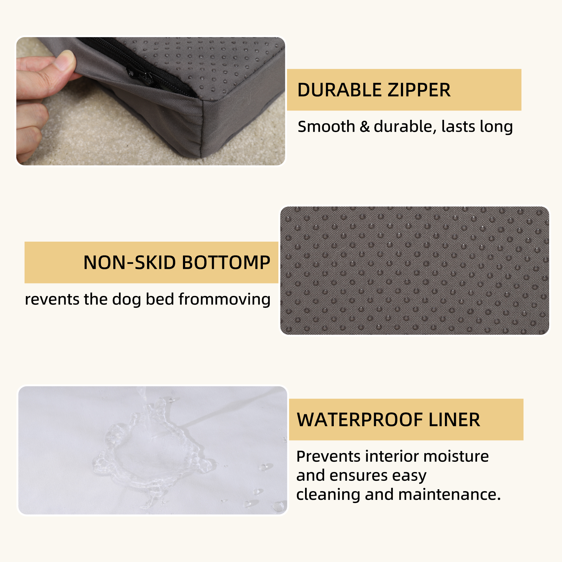 KSIIA Waterproof Large Dog Bed, 35"x22", Removable Cover photo 5