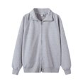 thumbnail image 1 of Heavyweight solid color stand-up collar zip-up cardigan jacket for men, autumn fashion, simple sporty casual double zip-up sweatshirt, 1 of 4