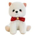 thumbnail image 1 of Peluche de Pomerania de 23 cm con collar de lazo y ojos 3D: muñeco de cachorro de peluche suave y lindo para decoración del hogar y regalo de cumpleaños, 1 of 7