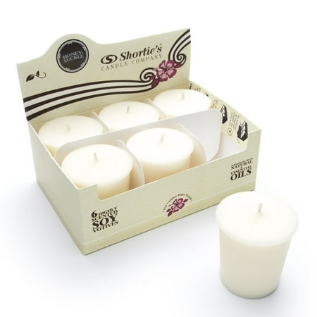 Floral Candle Pure Honeysuckle Soy Votive Candles - Scented with Essential & Natural Oils - 6 White Natural Votive Candle Refills - Flower & Floral Collection ()