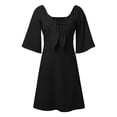 thumbnail image 4 of WENWU Womens Dresses 2024 Spring Summer Deep V Neck Elegant Bow Tie Mini Dress S XL Casual Knee Length Dresses for Women Maxi for Women, 4 of 7