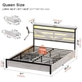 thumbnail image 3 of GUNAITO Queen Bed Frame with Storage Headboard & 4 Drawers, Industrial Metal Platform LED Bed with USB Ports & Outlets, Light Gray, 3 of 10