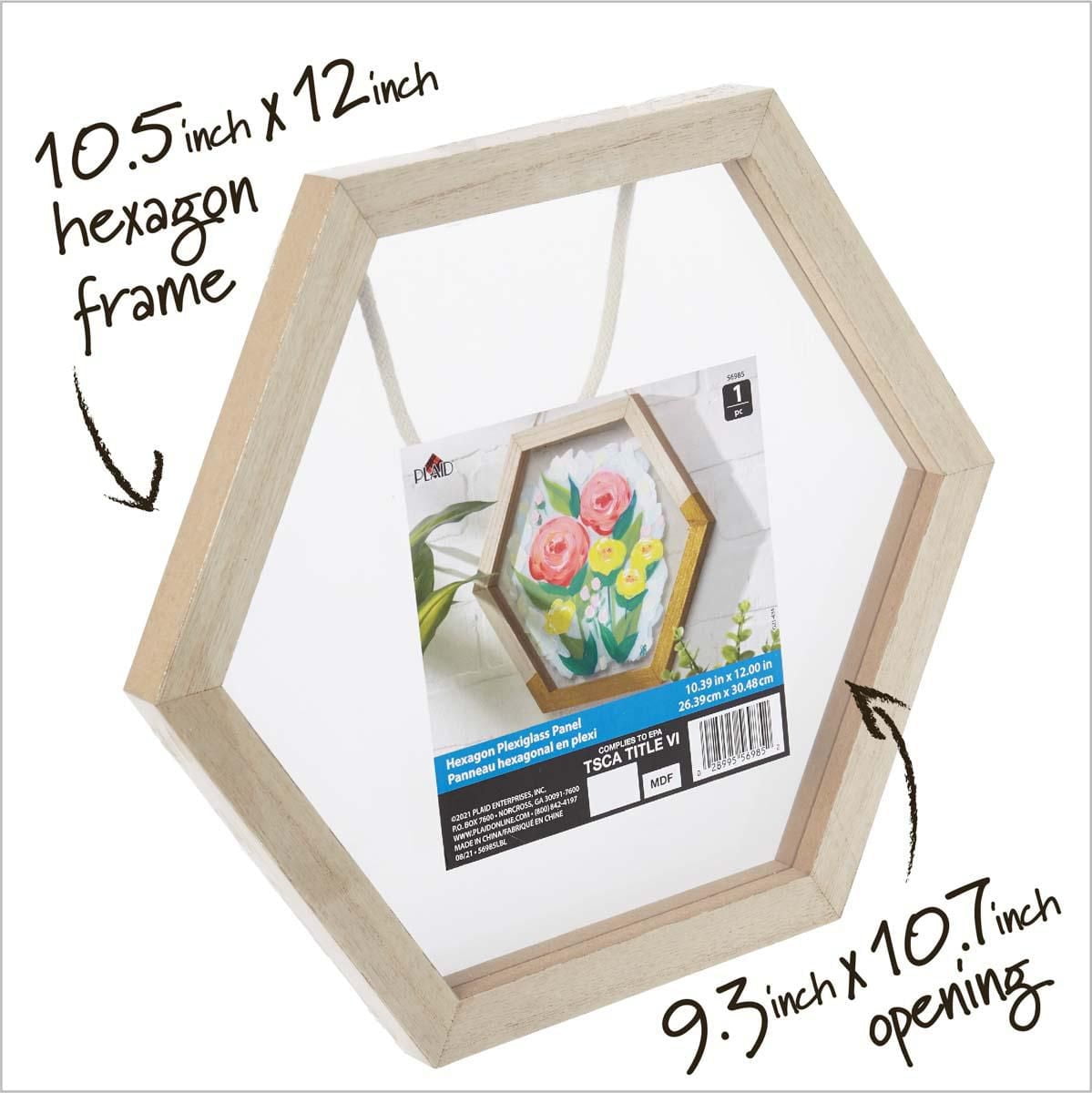 Plaid Unfinished Wood Surfaces Hexagon Plexiglass Panel, 10.39" x 12" x .75", Hexagon Plexiglass Panel