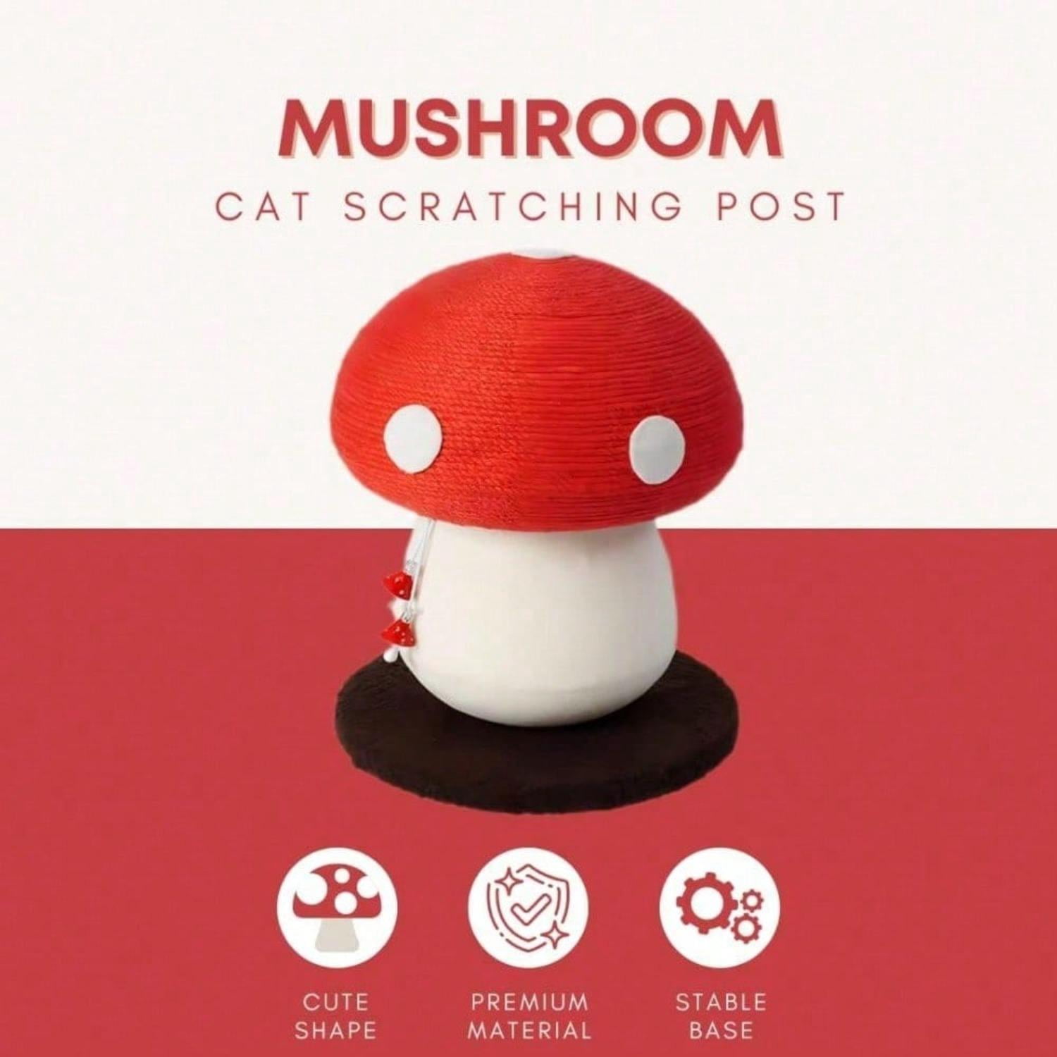 Mushroom Cat Scratching Post - Unique Design, Sisal-Wrapped, Ideal For Medium And Small Cats, No Assembly Required Cat Stuff  Cat Tree Tower Cat Toys