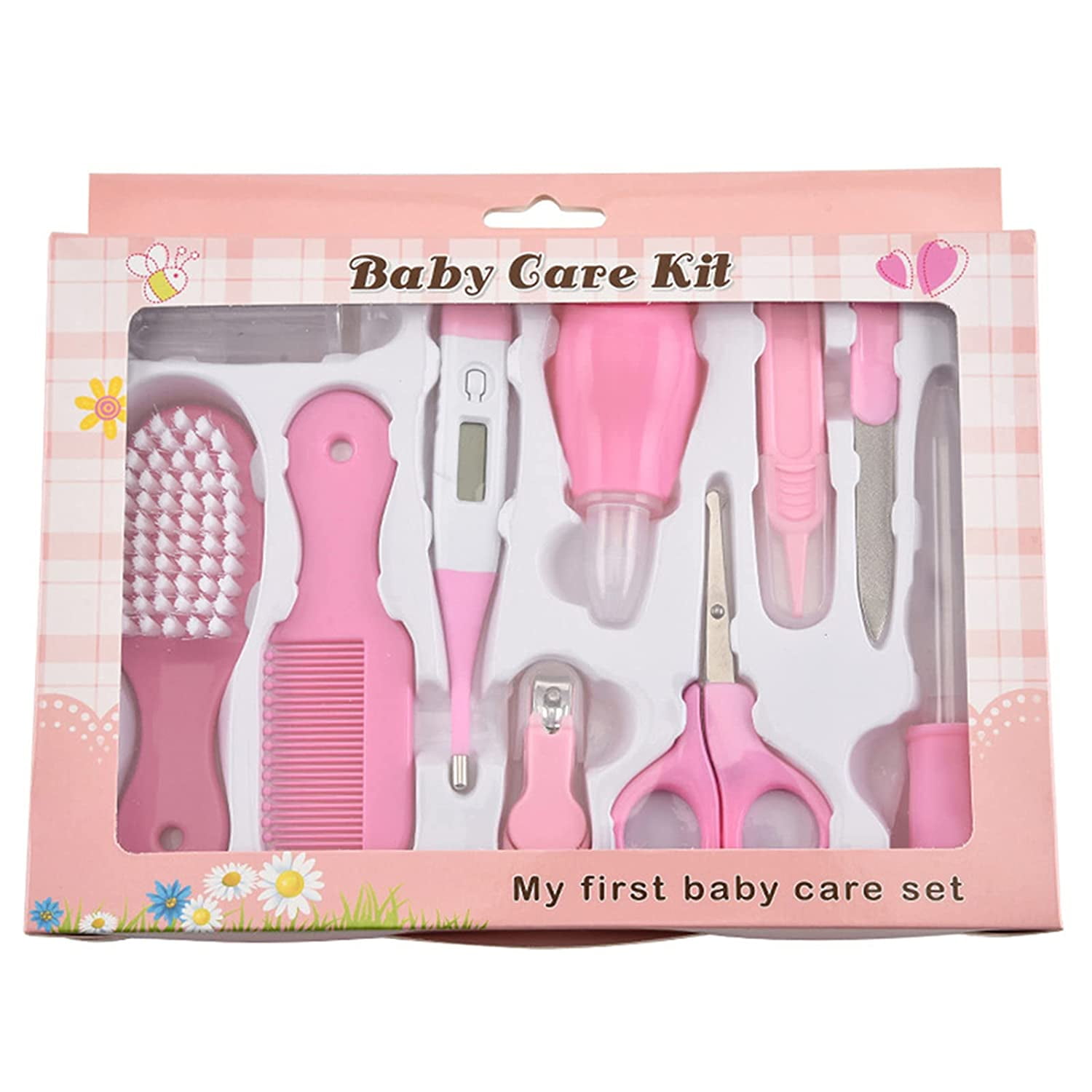 Casewin 10 Pcs Baby Grooming Baby Healthcare Kit Newborn Baby Care Accessories Baby Health Care Set Baby Nail Clipper Scissors Hair Comb Brush Nose Cleaner Safety for Toddler Infant Nursing Grooming
