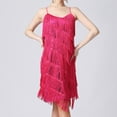 thumbnail image 2 of TIHLMK Ball Gown Dresses for Women Women's Flapper Dresses 1920s Gatsby Sequins Tassels Cocktail Latin Dance Ballroom Dress Hot Pink Sleeveless Mini Dress, 2 of 9