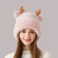 thumbnail image 3 of Luwomo Women Warm Hat Cute Reindeer Antlers Knitted Winter Hats Crochet Earflap Knit Cap Beanie for Adults Kids, 3 of 3