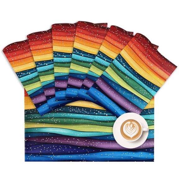 Placemat Abstract Rainbow Wave Placemats for Dining Table Colorful Stripes Washable Table Mats for Party Kitchen Dining Decoration