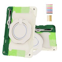for Samsung Galaxy Tab S9 Ultra 2023 14.6", 3 in 1 Rugged Cover with Pencil Holder Handle Grip 360 Rotating Kickstand Case Kids for Samsung Galaxy Tab S9 Ultra 2023 14.6 inch, Rainbow Green