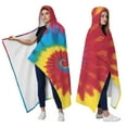 thumbnail image 2 of Wearable Blanket,Colorful Rainbow Tie Dye Spiral Pattern Hooded Wearable Flannel Blanket for Adults & Teens,Winter Poncho Shawl Wrap Cape Cozy Anti-Pill,60"x80", 2 of 5