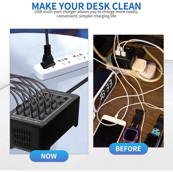 100W Desktop USB Charging Station 20-Ports for Smartphones, Tablets and More Devices