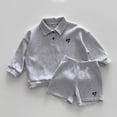 thumbnail image 1 of Conjunto de sudaderas con capucha coreanas para bebés, sudadera y pantalones cortos, 2 uds., para niños y niñas de 0 a 5 años, ropa de gofres para niños de primavera y otoño, 1 of 6