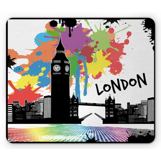 Retro Mouse Pad Vintage London City View With Color Splashes Poster Style Grunge Urban Artwork Image Rectangle Non Slip Rubber Mousepad Multicolor By Ambesonne Walmart Com Walmart Com