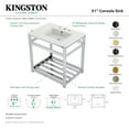 thumbnail image 6 of Kingston Brass VWP3122W8A7 Quadras 31" Ceramic Console Sink with Steel Base and Shelf (8-Inch, 3-Hole), White/Brushed Brass, 6 of 7