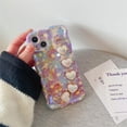 thumbnail image 6 of for iPhone 14 Pro Max Case, [Sparkling Purple Flower Oil Painting] [with Luxury Heart Bracelet] [Fashionable Wave Edge Shape] Soft TPU Drop and Shock Resistant for Women and Girls 6.7", 6 of 13