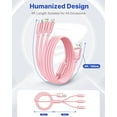 thumbnail image 6 of Aioneus 2 Pack 3 in 1 Multi Charging Cable, 3A Fast Charging with USB C, Micro USB Cables Compatible with iPhone iPad Samsung, Pink, 6 of 7
