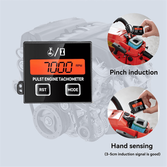 TOP! Tachometer Hour Meter Backlight Display RPM Digital Battery Replaceable Handheld Induction Chainsaw Lawnmover