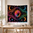 thumbnail image 5 of Bright Sun Among Wavy Checks and Crescent Moons, Playful Psychedelic for Space Lovers, Cosmic Wall Art, Housewarming Gift, Tapestry Wall Hanging for Gaming Room and Studio, 5 of 7