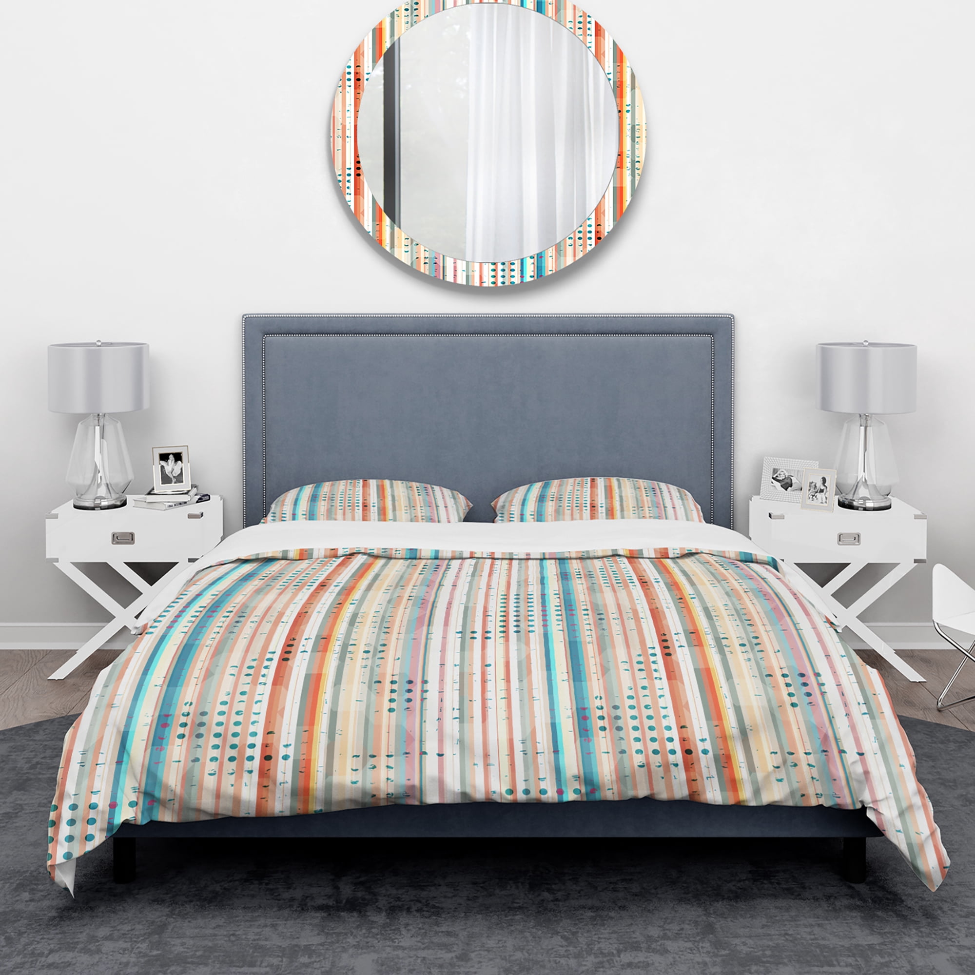 Designart 'Grunge Line' Mid-Century Modern Duvet Cover Set