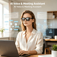 thumbnail image 7 of HBMYN Ai Smart Glasses for Men&Women – Powered,164+ Languages Translation and Photochromic Lens,Meeting Assistant,Glasses W/ Music&Hands-Free Calling,Uv&Blue Light Protection, 7 of 7