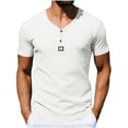 thumbnail image 3 of Bxsruta Men's Casual Ribbed Henley Short Sleeve V Neck Cotton Slim Fit Muscle T Shirt, 3 of 8