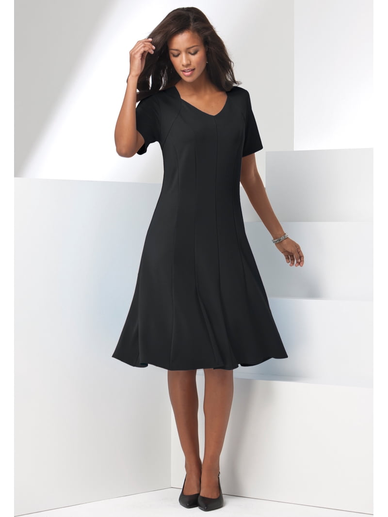 Roaman's Women's Plus Size Ponte Flared Dress - Walmart.com