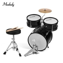 Muslady 3-Piece Drum Set Kit Percussion Musical Instrument with Cymbal, Drumsticks, Adjustable Stool for Kids Children Junior Beginners