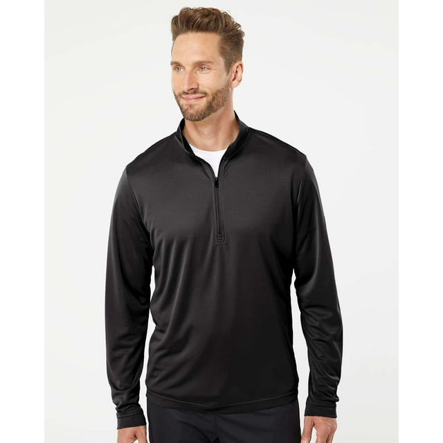 Adidas Mens Lightweight Quarter-Zip Pullover, XS, Black