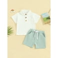thumbnail image 2 of Suealasg Toddler Baby Boys 2Pcs Outfits Set Clothes 1T 2T 3T 4T Summer Beach Party Shorts Set Kids Boys Short Sleeve Lapel Collar Tops + Shorts Set, 2 of 9